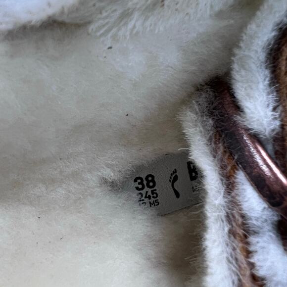 Birkenstock Arizona Suede Shearling Lined Slide Mink Women 7/Men 5/EU38 Narrow - Picture 9 of 10